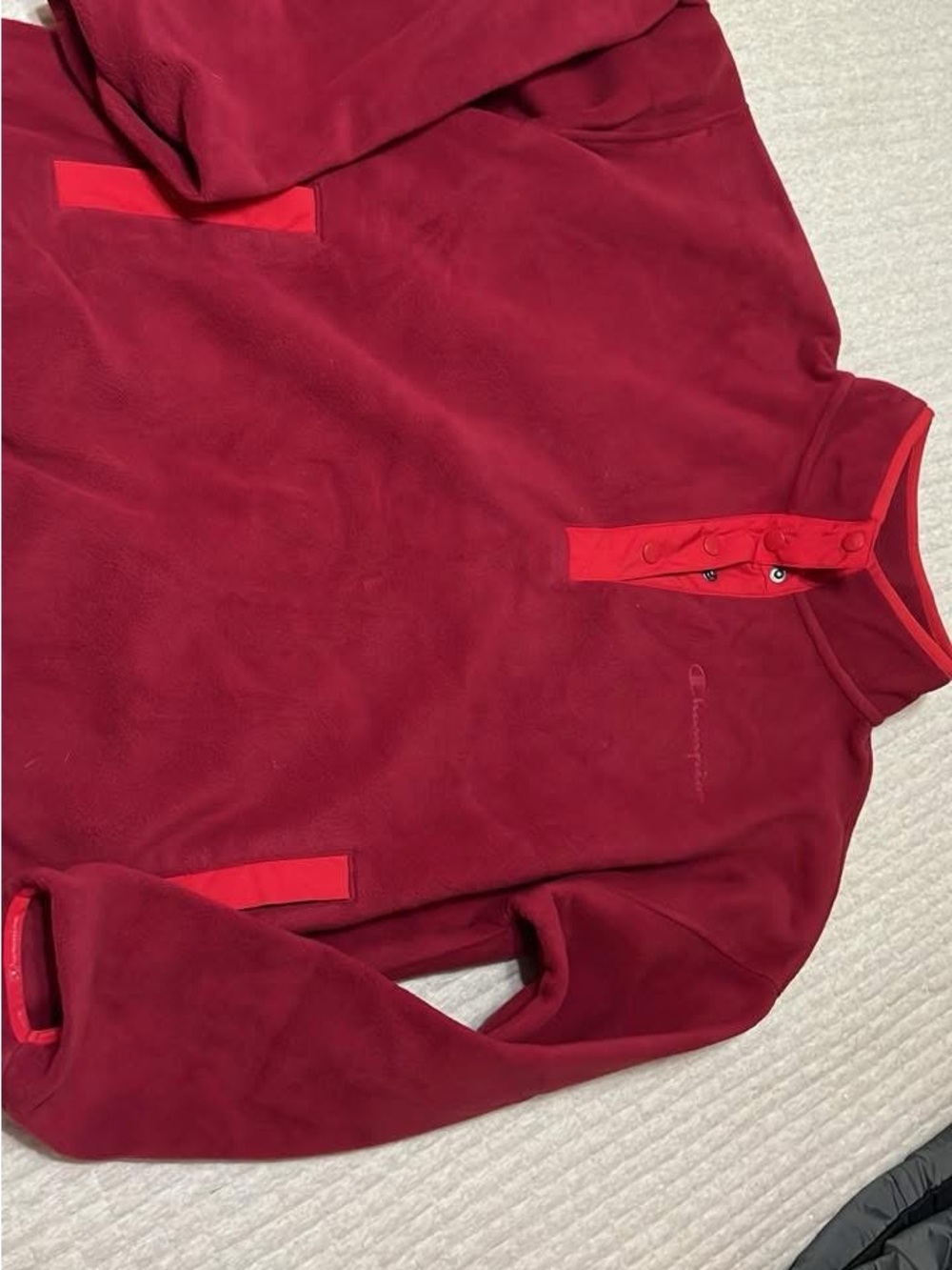 Champion Burgundy Snap-Placket Fleece Pullover